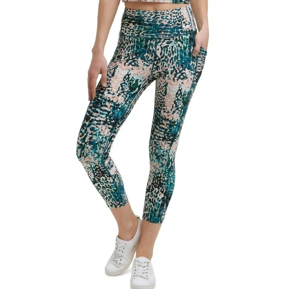 Calvin Klein Women XS Performance Printed High-Waisted 7/8 Leggings Pockets NWT - Picture 1 of 11